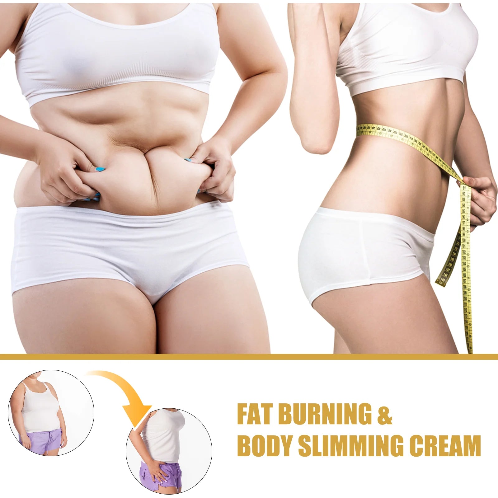 Ginger Slimming Body Cream, Anti-Cellulite Firming Fat Burning Massage Lotion for Shaping Waist, Belly, Thighs, 50G