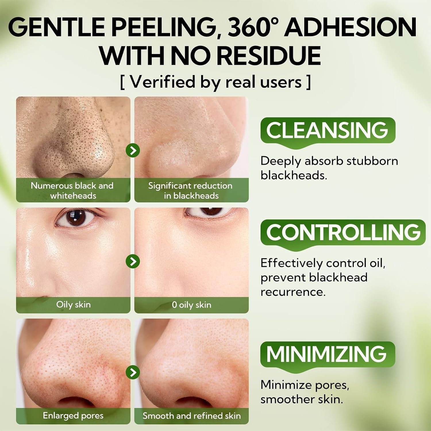 3.0 Bamboo Charcoal Blackhead Remover Mask, Nose Pore Strips, 60Pcs