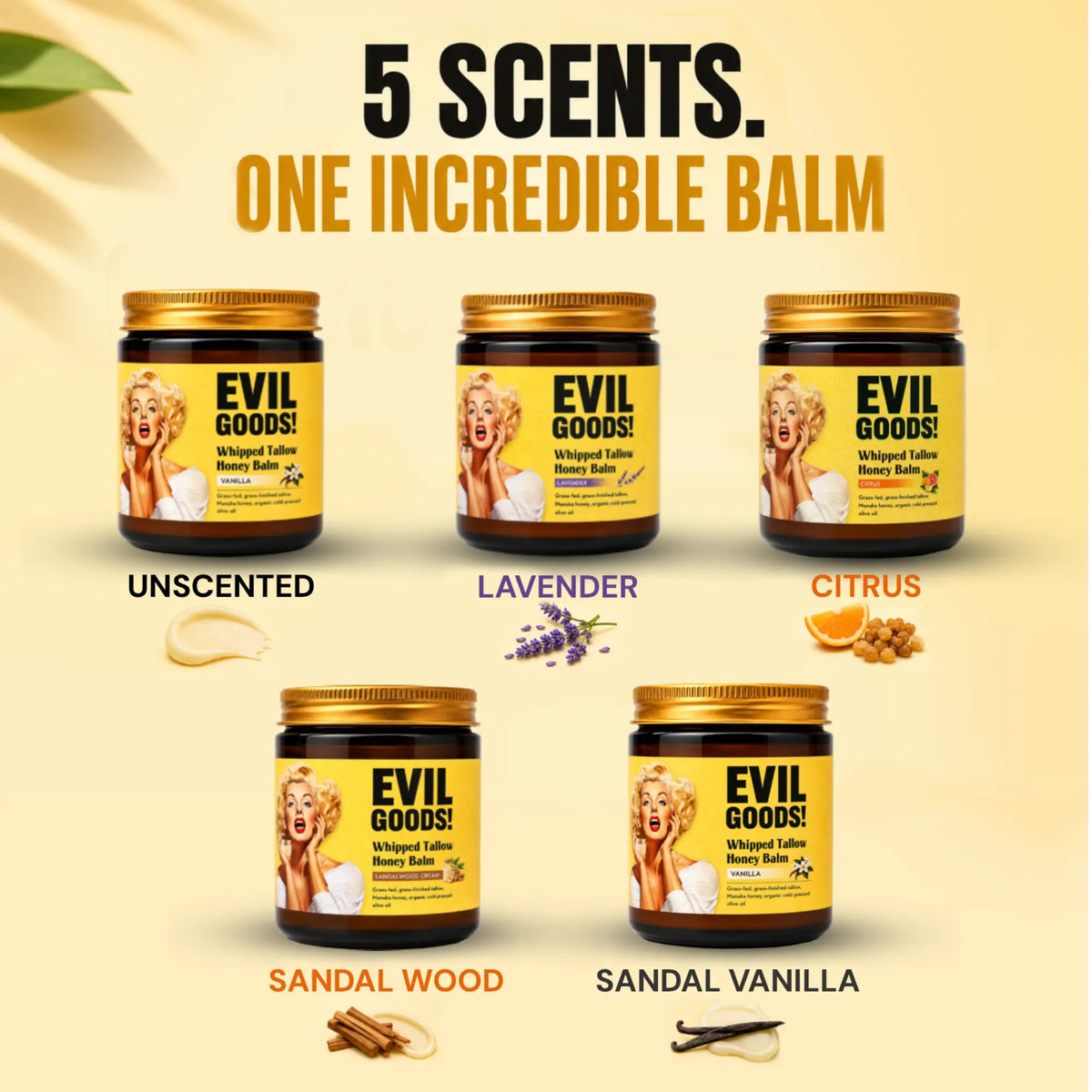 EVILGOODS Whipped Beef Tallow & Manuka Honey Balm Jar - 100% Natural Organic Vitamin-Infused Beauty Product, Grass-Fed Tallow Moisturizers & Mists, Oil-Based Hydration, Paraben-Free Healing Cream Moisturizers & Mists for Sensitive Skin