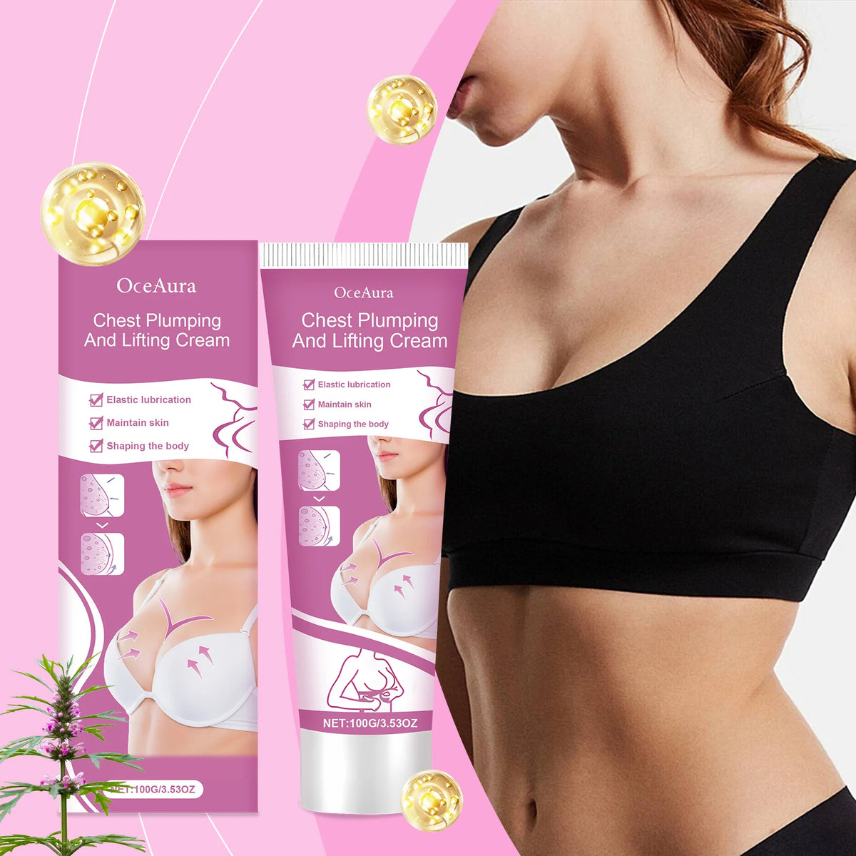 Chest Plumping Lifting Massage Cream, Breast Firming Moisturizing Care Lotion for Women, Deep Hydrating Shaping Bust Cream with Vitamin E & Soy Protein