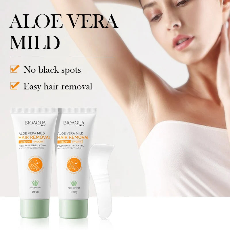Aloe Vera Hair Removal Cream, Natural Underarm & Full Body Hair Remover, Skin Soothing & Moisturizing Depilatory Cream
