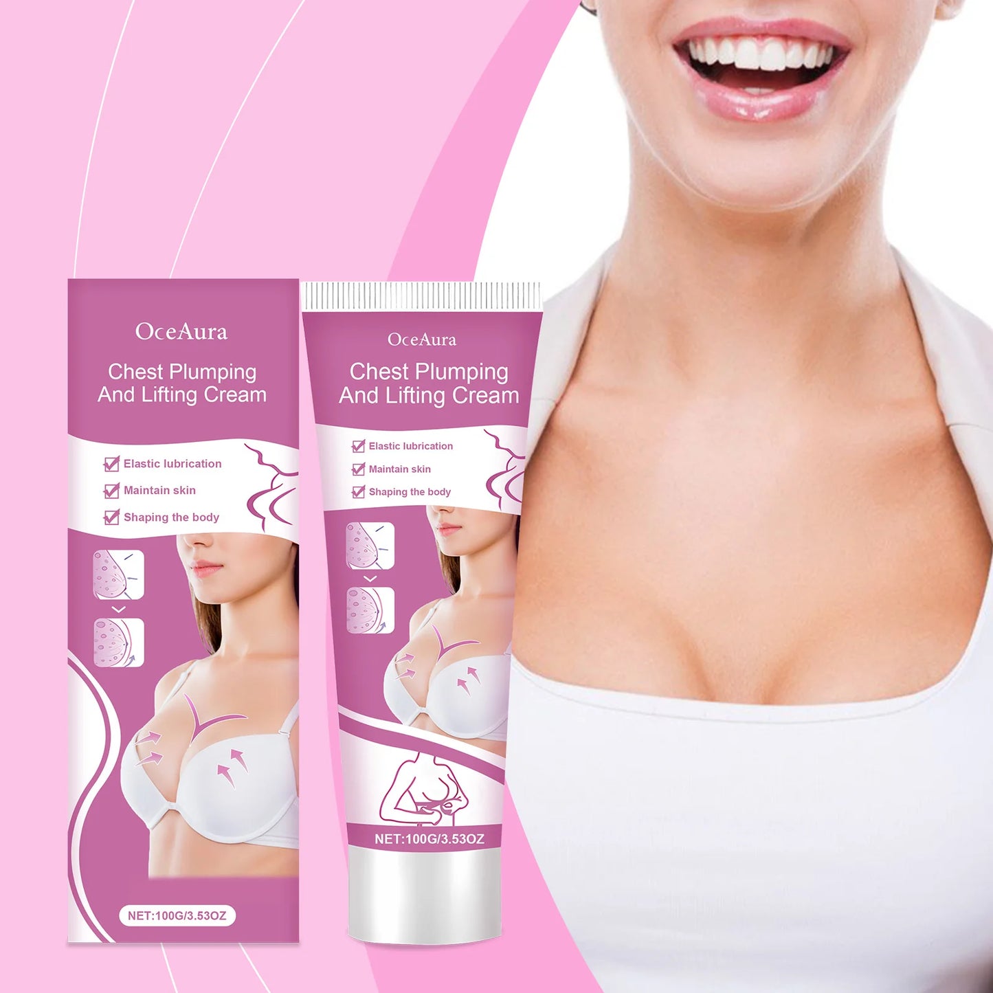 Chest Plumping Lifting Massage Cream, Breast Firming Moisturizing Care Lotion for Women, Deep Hydrating Shaping Bust Cream with Vitamin E & Soy Protein