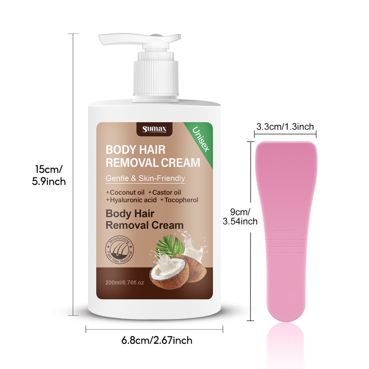 Coconut Oil Hair Removal Cream with Scraper