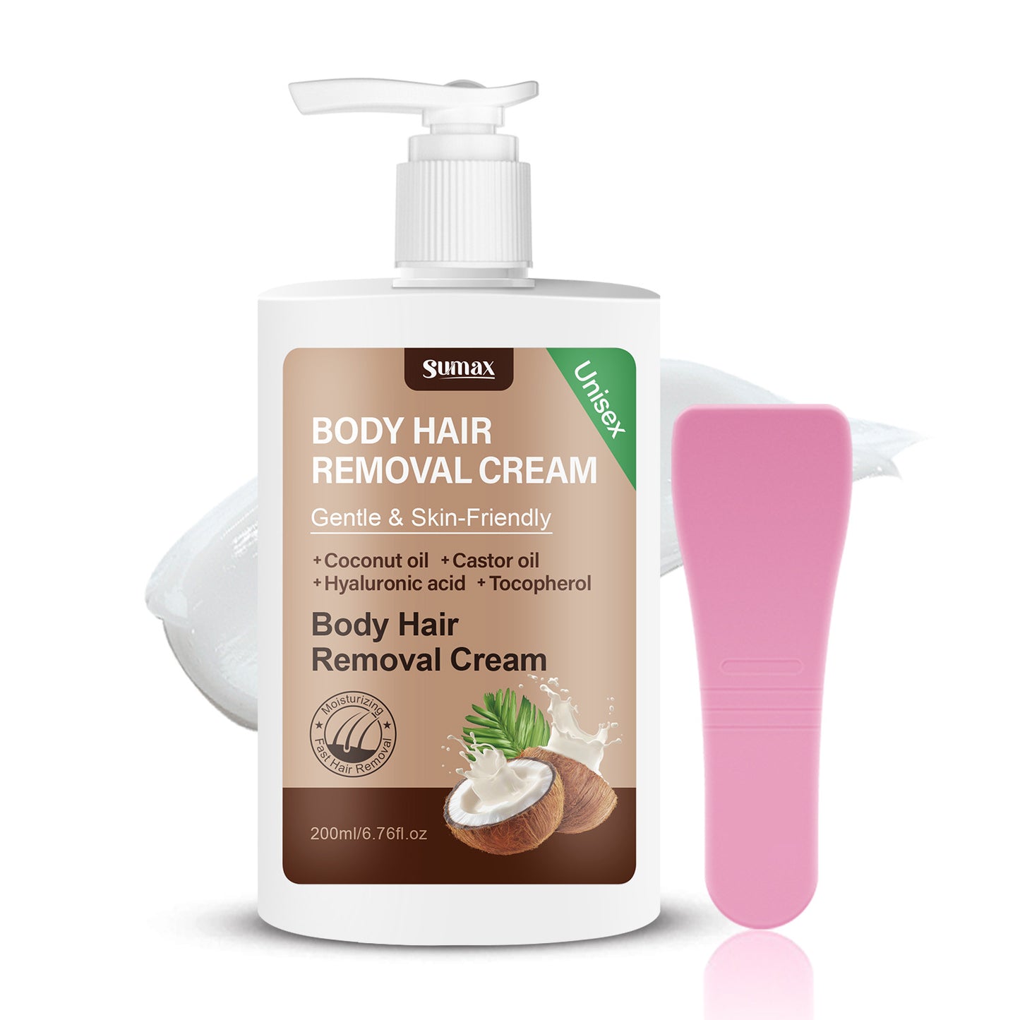 Coconut Oil Hair Removal Cream with Scraper