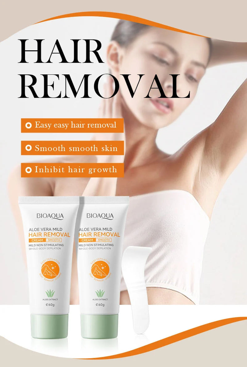 Aloe Vera Hair Removal Cream, Natural Underarm & Full Body Hair Remover, Skin Soothing & Moisturizing Depilatory Cream